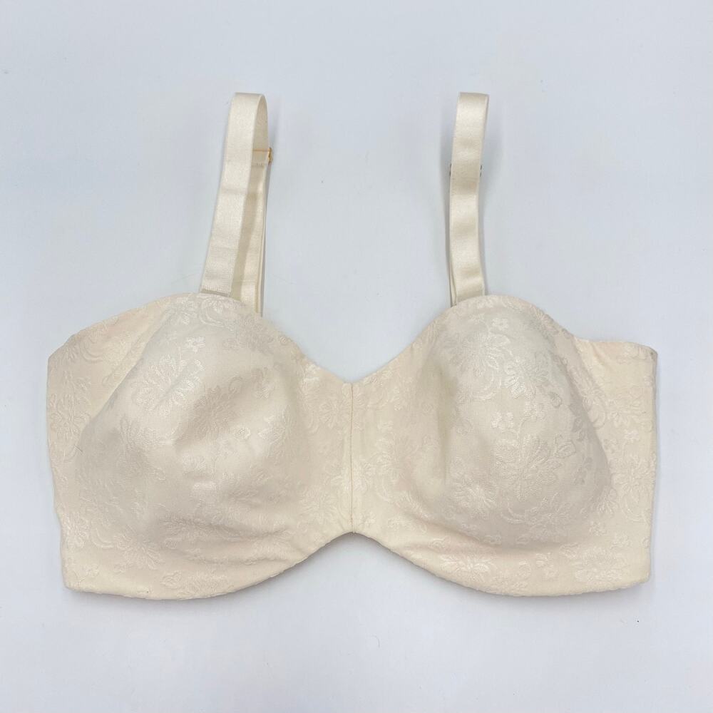 Delimira Women Cream Floral Removeable Strapless Bra Size 34F #W592
